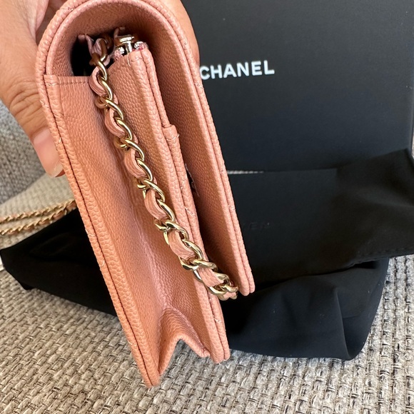 Brand New CHANEL 23P Beige Caviar GHW CC Wallet On Chain WOC with Receipt - Picture 7 of 14